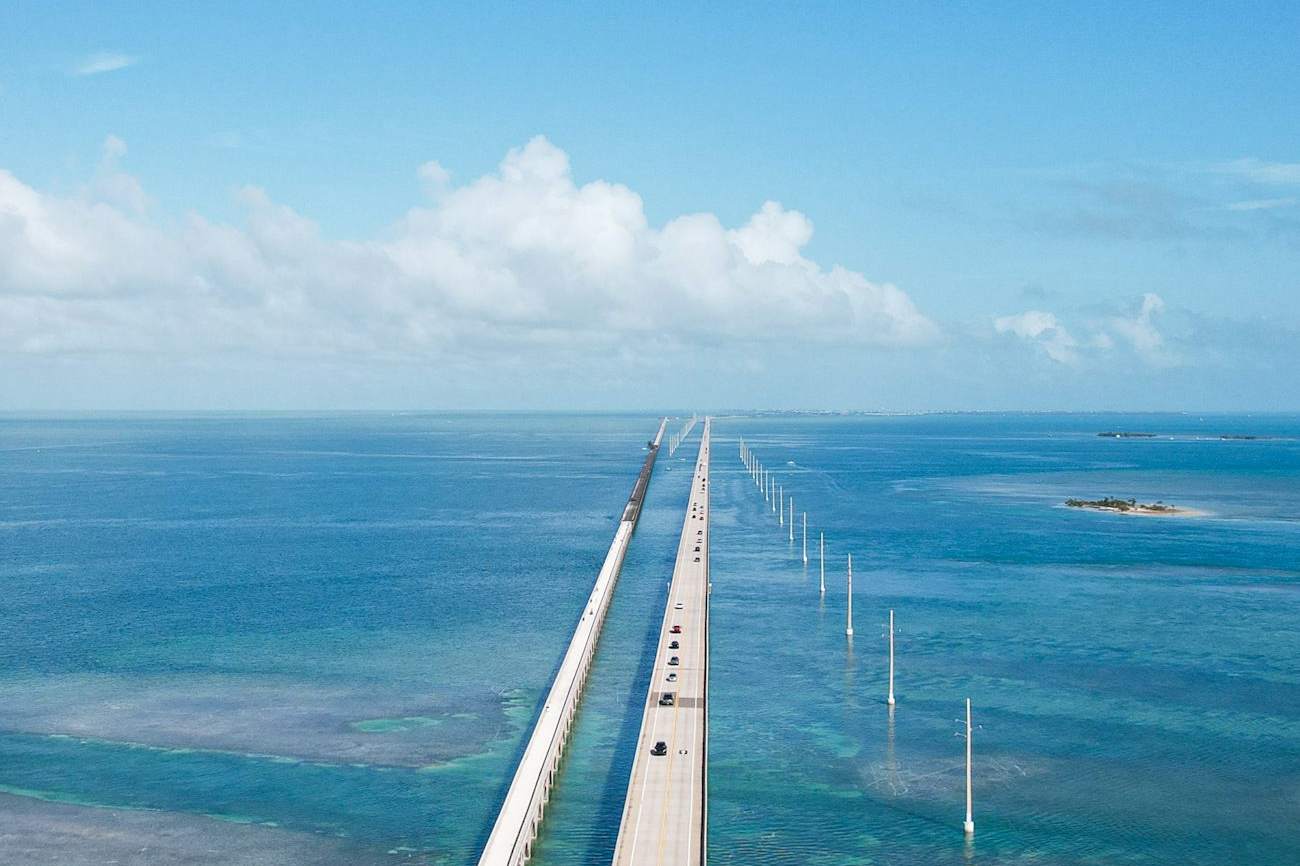 Seven Mile Bridge over turquoise water in the Florida Keys