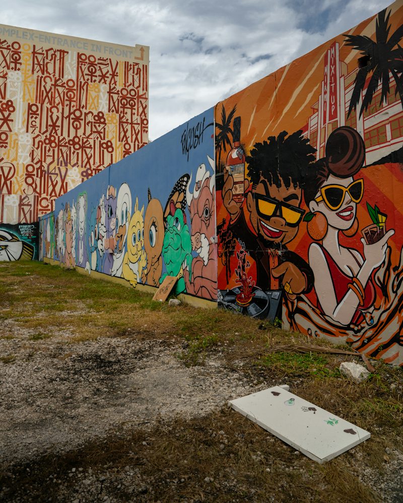 Colorful murals on a wall in Little Haiti, Miami